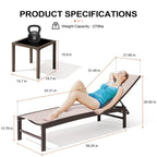 Ensemble de 3 pièces comprenant des chaises longues réglables en aluminium et une table d'appoint pour terrasse.