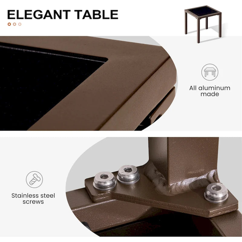Ensemble de 3 pièces comprenant des chaises longues réglables en aluminium et une table d'appoint pour terrasse.