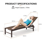 Ensemble de 3 pièces comprenant des chaises longues réglables en aluminium et une table d'appoint pour terrasse.