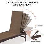 Ensemble de 3 pièces comprenant des chaises longues réglables en aluminium et une table d'appoint pour terrasse.
