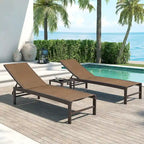Ensemble de 3 pièces comprenant des chaises longues réglables en aluminium et une table d'appoint pour terrasse.