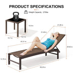 Ensemble de 3 pièces comprenant des chaises longues réglables en aluminium et une table d'appoint pour terrasse.