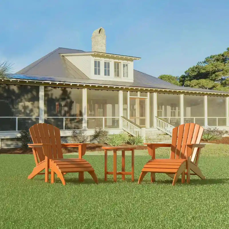 Fauteuil Adirondack d'extérieur écologique et résistant aux intempéries Polytrends Altura avec repose-pieds et table d'appoint (ensemble de conversation 5 pièces)