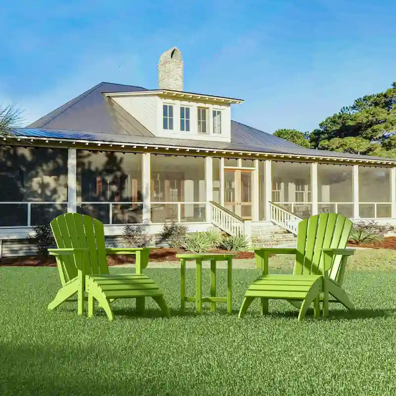 Fauteuil Adirondack d'extérieur écologique et résistant aux intempéries Polytrends Altura avec repose-pieds et table d'appoint (ensemble de conversation 5 pièces)