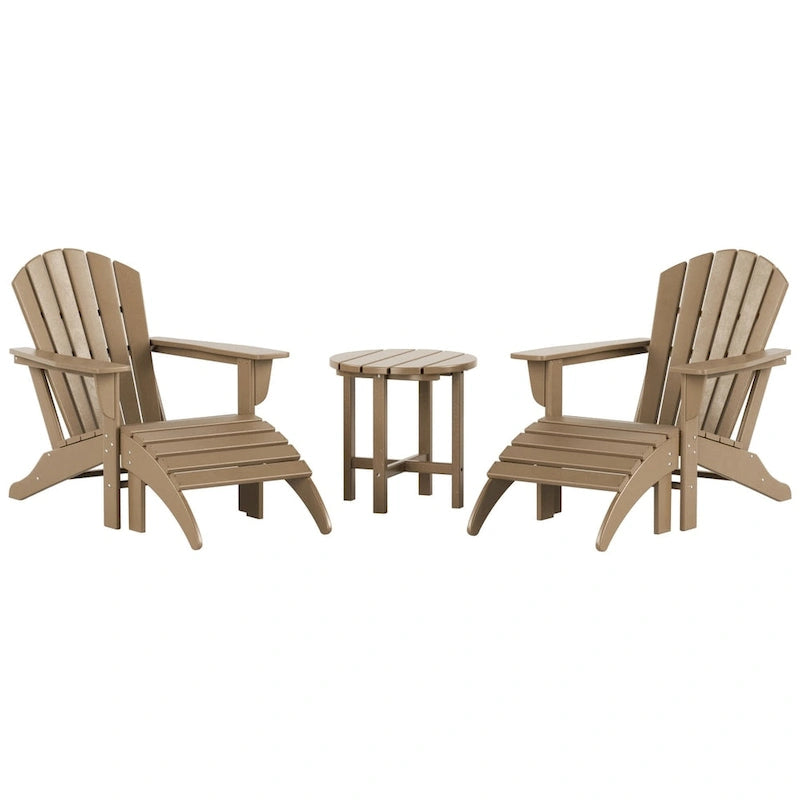 Fauteuil Adirondack d'extérieur écologique et résistant aux intempéries Polytrends Altura avec repose-pieds et table d'appoint (ensemble de conversation 5 pièces)