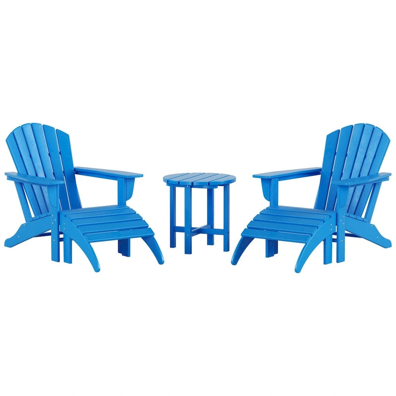 Fauteuil Adirondack d'extérieur écologique et résistant aux intempéries Polytrends Altura avec repose-pieds et table d'appoint (ensemble de conversation 5 pièces)