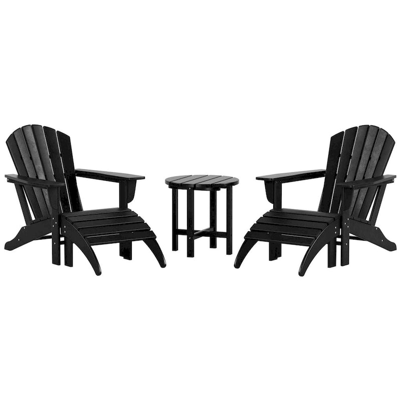 Fauteuil Adirondack d'extérieur écologique et résistant aux intempéries Polytrends Altura avec repose-pieds et table d'appoint (ensemble de conversation 5 pièces)