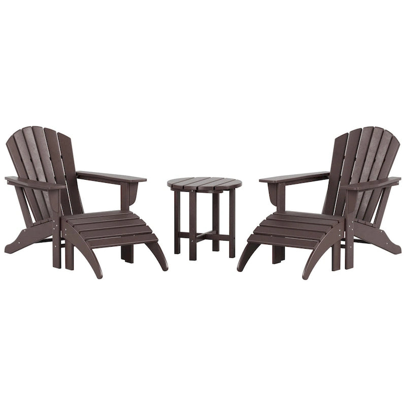 Fauteuil Adirondack d'extérieur écologique et résistant aux intempéries Polytrends Altura avec repose-pieds et table d'appoint (ensemble de conversation 5 pièces)