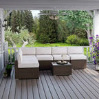 Ensemble de mobilier d'extérieur 7 pièces le plus confortable, canapé d'angle en osier