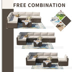 Ensemble de mobilier d'extérieur 7 pièces le plus confortable, canapé d'angle en osier