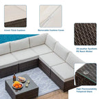 Ensemble de mobilier d'extérieur 7 pièces le plus confortable, canapé d'angle en osier