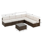 Ensemble de mobilier d'extérieur 7 pièces le plus confortable, canapé d'angle en osier