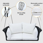 Fauteuil suspendu d'extérieur en osier pour 2 personnes avec coussin gris