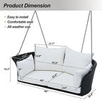 Fauteuil suspendu d'extérieur en osier pour 2 personnes avec coussin gris