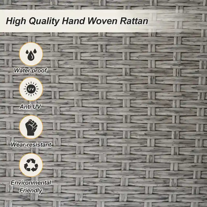 Fauteuil suspendu d'extérieur en osier pour 2 personnes avec coussin gris