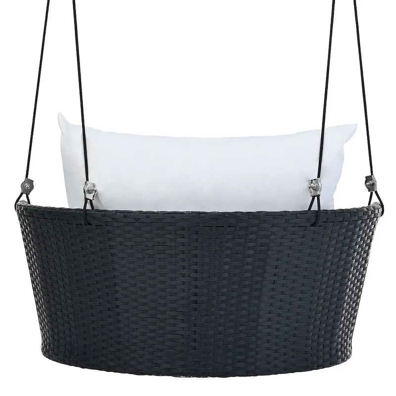 Fauteuil suspendu d'extérieur en osier pour 2 personnes avec coussin gris