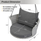 Fauteuil suspendu d'extérieur en osier pour 2 personnes avec coussin gris