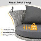 Fauteuil suspendu d'extérieur en osier pour 2 personnes avec coussin gris