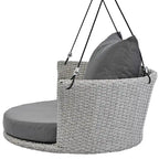 Fauteuil suspendu d'extérieur en osier pour 2 personnes avec coussin gris