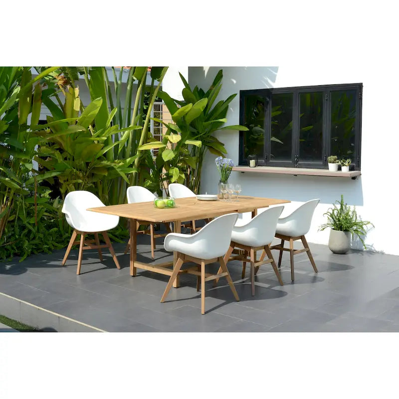 Amazonia Hawaii FSC Solid Teak 7 Piece Rectangular Outdoor Patio Dining Set