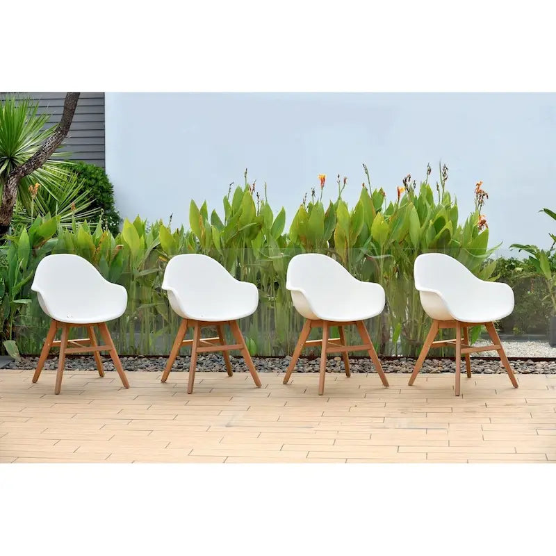 Ensemble de salle à manger d'extérieur rectangulaire 7 pièces en teck massif certifié FSC Amazonia Hawaii
