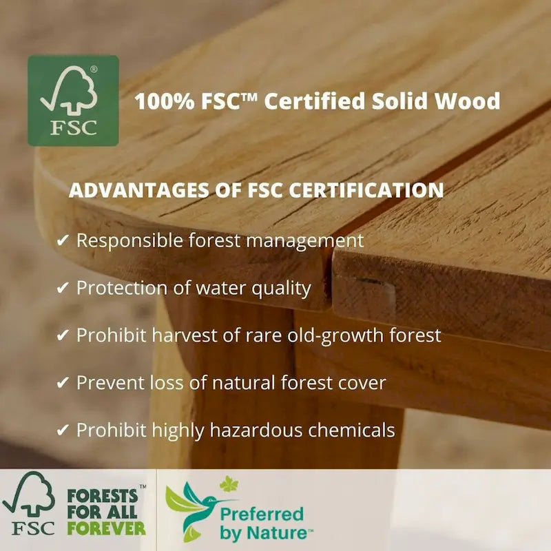 Ensemble de salle à manger d'extérieur rectangulaire 7 pièces en teck massif certifié FSC Amazonia Hawaii