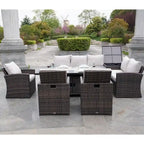 Ensemble canapé de patio en rotin avec table et chaises de salle à manger en aluminium