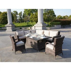 Ensemble canapé de patio en rotin avec table et chaises de salle à manger en aluminium