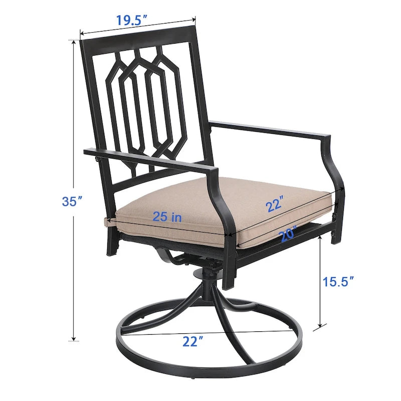 Ensemble de salle à manger d'extérieur MAISON ARTS 7 pièces, comprenant 6 chaises de salle à manger en acier et une table en métal avec trou pour parasol.