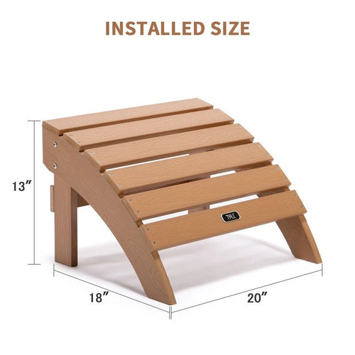 Pouf ottoman Adirondack en plastique imitation bois résistant aux intempéries et à la décoloration pour terrasse extérieure
