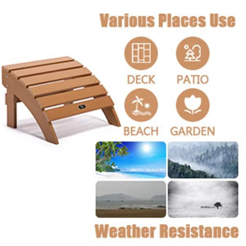 Pouf ottoman Adirondack en plastique imitation bois résistant aux intempéries et à la décoloration pour terrasse extérieure
