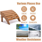 Pouf ottoman Adirondack en plastique imitation bois résistant aux intempéries et à la décoloration pour terrasse extérieure