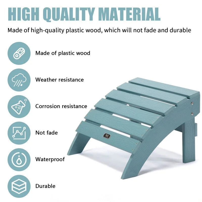 Pouf ottoman Adirondack en plastique imitation bois résistant aux intempéries et à la décoloration pour terrasse extérieure