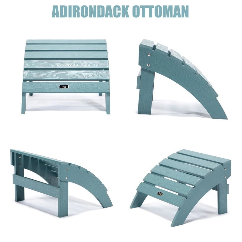 Pouf ottoman Adirondack en plastique imitation bois résistant aux intempéries et à la décoloration pour terrasse extérieure