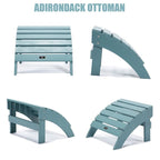 Pouf ottoman Adirondack en plastique imitation bois résistant aux intempéries et à la décoloration pour terrasse extérieure