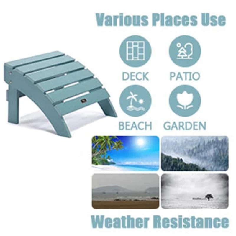 Pouf ottoman Adirondack en plastique imitation bois résistant aux intempéries et à la décoloration pour terrasse extérieure