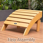Pouf ottoman Adirondack en plastique imitation bois résistant aux intempéries et à la décoloration pour terrasse extérieure