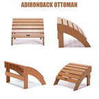 Pouf ottoman Adirondack en plastique imitation bois résistant aux intempéries et à la décoloration pour terrasse extérieure