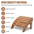 Pouf ottoman Adirondack en plastique imitation bois résistant aux intempéries et à la décoloration pour terrasse extérieure