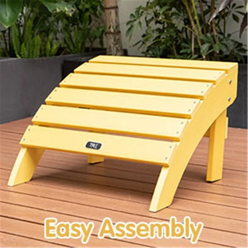 Pouf ottoman Adirondack en plastique imitation bois résistant aux intempéries et à la décoloration pour terrasse extérieure