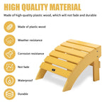 Pouf ottoman Adirondack en plastique imitation bois résistant aux intempéries et à la décoloration pour terrasse extérieure