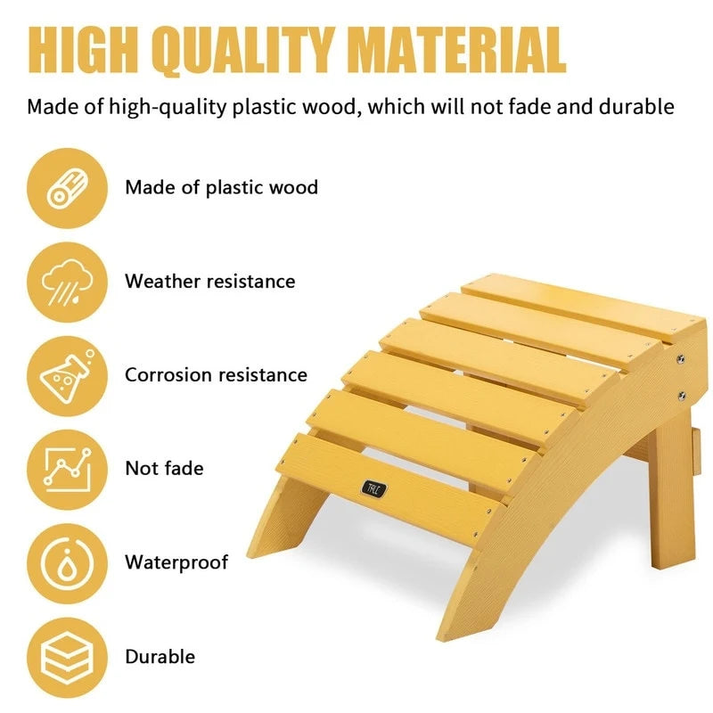 Pouf ottoman Adirondack en plastique imitation bois résistant aux intempéries et à la décoloration pour terrasse extérieure