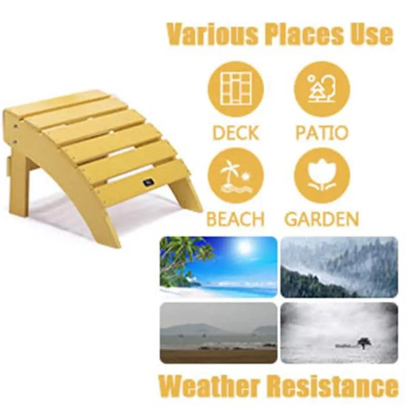 Pouf ottoman Adirondack en plastique imitation bois résistant aux intempéries et à la décoloration pour terrasse extérieure