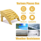 Pouf ottoman Adirondack en plastique imitation bois résistant aux intempéries et à la décoloration pour terrasse extérieure