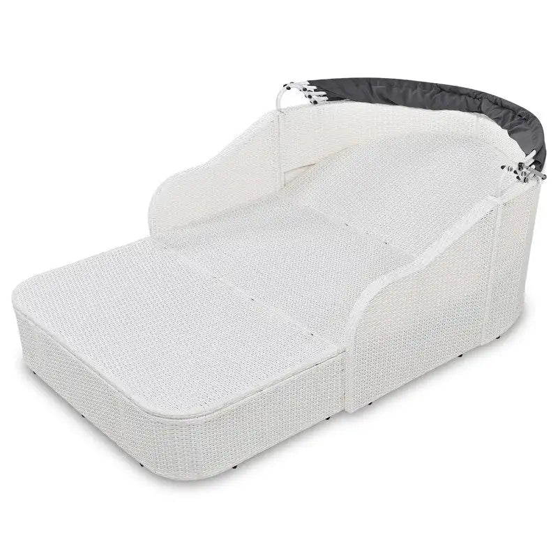 Bain de soleil double d'extérieur en rotin PE avec auvent réglable