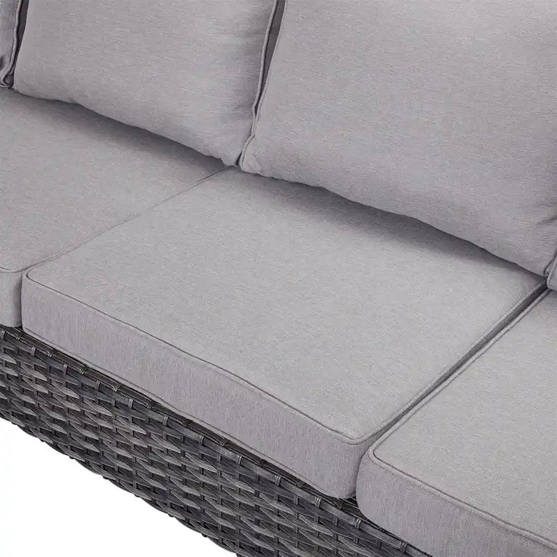 Ensemble canapé d'angle d'extérieur en résine tressée Gymojoy avec poufs et coussins