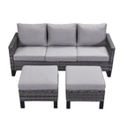 Ensemble canapé d'angle d'extérieur en résine tressée Gymojoy avec poufs et coussins