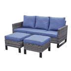 Ensemble canapé d'angle d'extérieur en résine tressée Gymojoy avec poufs et coussins