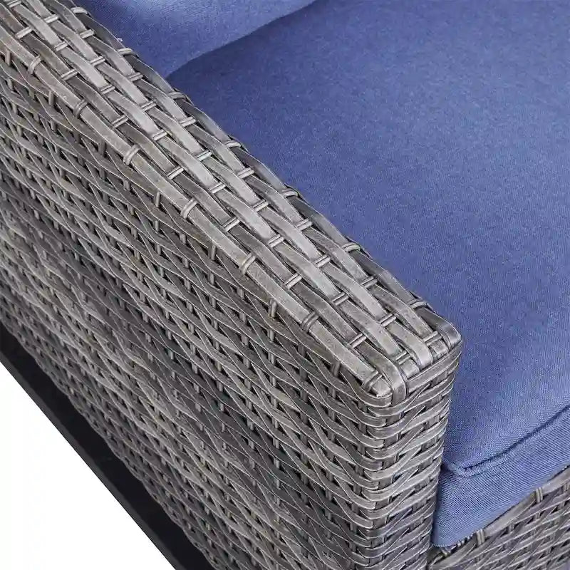 Ensemble canapé d'angle d'extérieur en résine tressée Gymojoy avec poufs et coussins