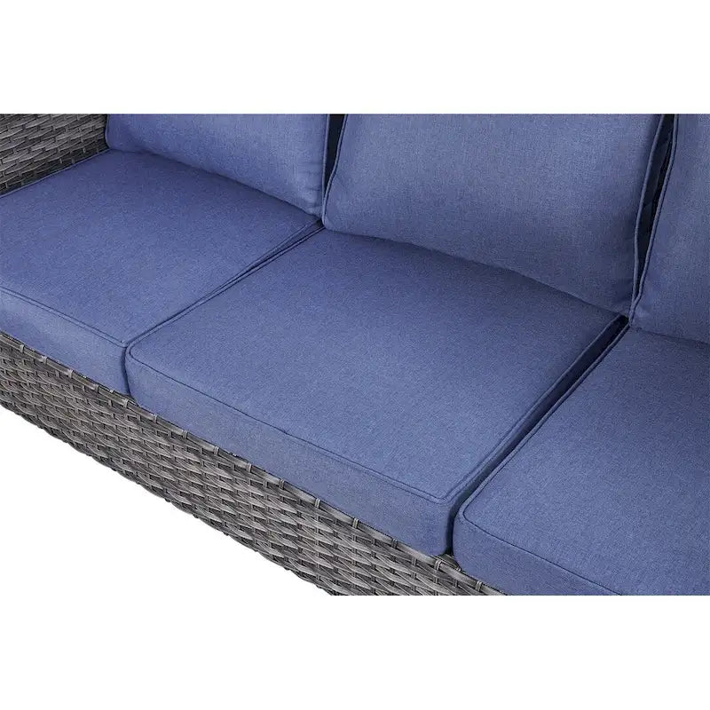 Ensemble canapé d'angle d'extérieur en résine tressée Gymojoy avec poufs et coussins